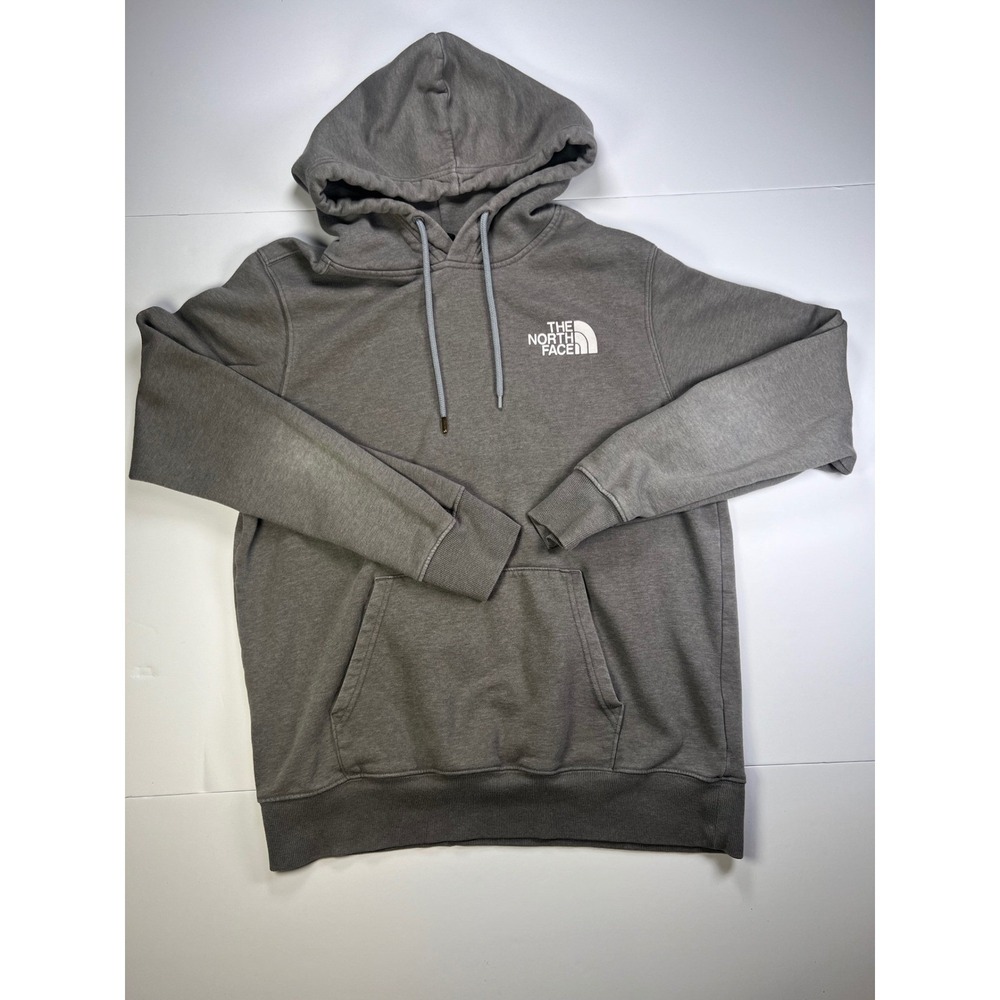 The North Face Mens M Gray Pullover Hoodie Never Stop Exploring Logo Fleece